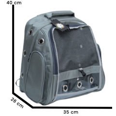 Leon Pet Fileli Sırt Köpek Taşıma Çantası Lüx Gri 35x26x40 Cm