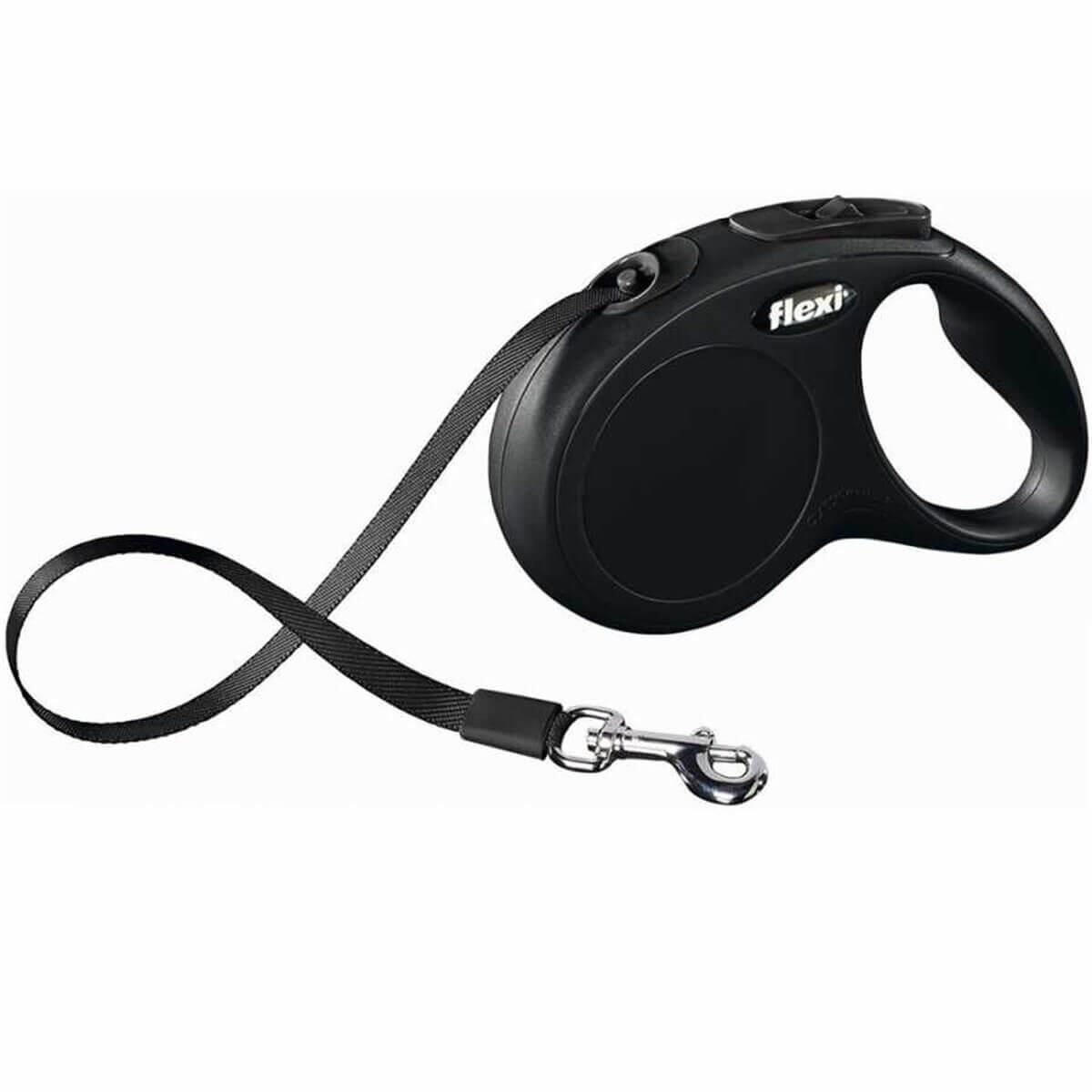 Flexi New Classic Şerit Otomatik Köpek Gezdirme Tasması Siyah XS 3 mt