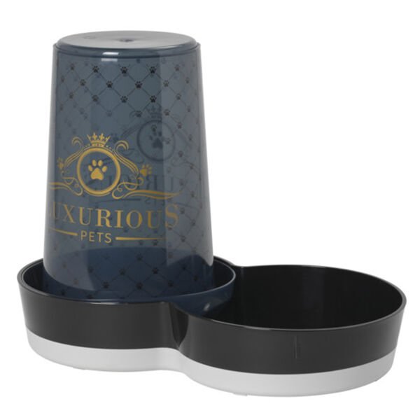 Moderna Trendy Luxurious Kedi ve Köpek Hazneli Mama Kabı Siyah 3.79 Lt