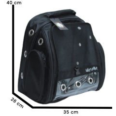 Leon Pet Fileli Sırt Taşıma Çantası Lüx Siyah 35x26x40h