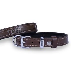 Doggie Konfor Deri İsimlikli Köpek Boyun Tasması Medium Kahverengi 2x35-40 Cm