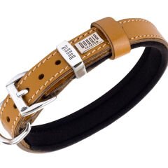 Doggie Konfor Deri İsimlikli Köpek Boyun Tasması Medium Camel 2x35-40 Cm