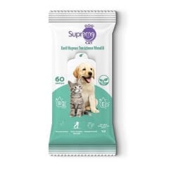 Supreme Yeşil Çaylı Kedi ve Köpek Temizleme Mendili 60 Adet