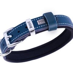 Doggie Konfor Deri İsimlikli Köpek Boyun Tasması Medium Royal Mavi 2x35-40 Cm