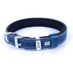 Doggie Konfor Deri İsimlikli Köpek Boyun Tasması Medium Royal Mavi 2x35-40 Cm