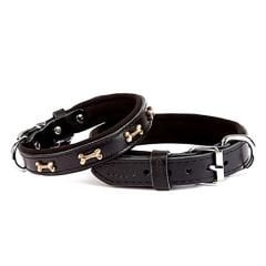Doggie Comfort Deri Kemik Süslü Köpek Boyun Tasması Medium Siyah 2.5x37-45 Cm