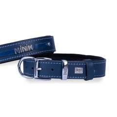Doggie Konfor Deri İsimlikli Köpek Boyun Tasması Medium Royal Mavi 3x42-50 Cm