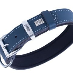 Doggie Konfor Deri İsimlikli Köpek Boyun Tasması Medium Royal Mavi 3x42-50 Cm