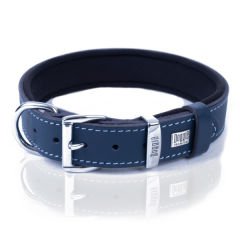 Doggie Konfor Deri İsimlikli Köpek Boyun Tasması Medium Royal Mavi 3x42-50 Cm