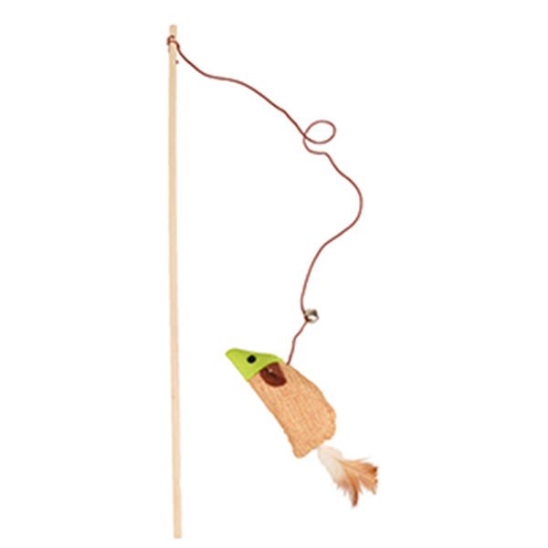 Flamingo Juty Ahşap Fareli Kedi Oltası Oyuncağı 41 Cm