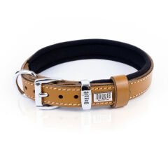 Doggie Konfor Deri İsimlikli Köpek Boyun Tasması Small Camel 2x30-35 Cm