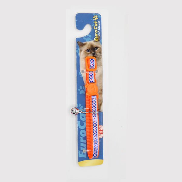 Euro Cat Kedi Boyun Tasması Reflektörlü Turuncu Çiçek Desenli 10 Mm 28 Cm