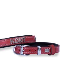 Doggie Konfor Deri İsimlikli Köpek Boyun Tasması Small Kımızı 2x30-35 Cm