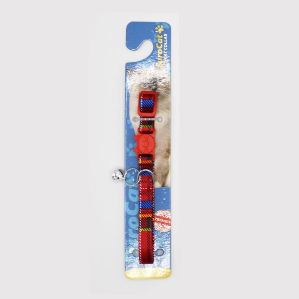 Euro Cat Kedi Boyun Tasması Ekose Desenli 10 Mm 28 Cm Kırmızı