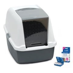 Catit Magic Blue Litter Box Regülar Kapalı Kedi Tuvaleti Gri 57x46.5x39 Cm