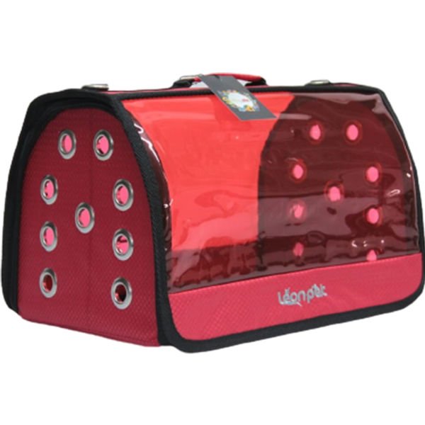 Leon Pet Şeffaf Fly Bag Taşıma Çantası Kırmızı 46x26x26h Cm