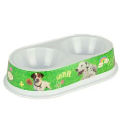 Flip Melamin Kedi ve Köpek Plastik Mama ve Su Kabı 24 Cm 2x200 Ml