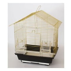 Euro Gold Telli Telli Üçgen Çatılı Kuş Kafesi Pirinç 30x23x39 Cm