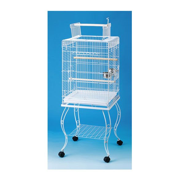 Qh Pet Cage Açılır Çatılı Sehpalı Papağan Kafesi Beyaz 51x51x129 Cm