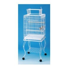 Qh Pet Cage Açılır Çatılı Sehpalı Papağan Kafesi Beyaz 51x51x129 Cm