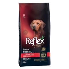Reflex Plus Kuzulu Orta ve Büyük Irk Yaşlı Köpek Maması 15 Kg