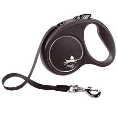 Flexi Black Design Siyah 5 mt Şerit Otomatik Tasma Medium