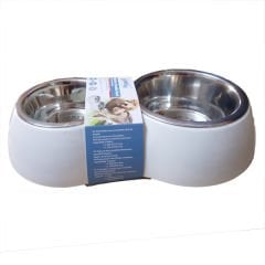 Pawise Melamin Gövdeli Köpek Mama ve Su Kabı Gri 2 Adet 350 Ml