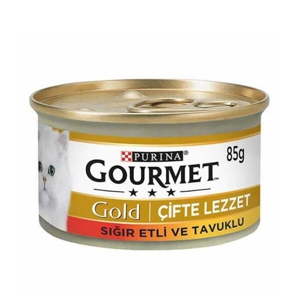 Gourmet Gold Çifte Lezzet Sığır ve Tavuk Etli Yetişkin Konserve Kedi Maması 85 Gr 1 Adet