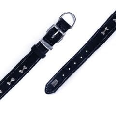Doggie Comfort Deri Kemik Süslü Köpek Boyun Tasması Large Siyah 3.5x52-60 Cm