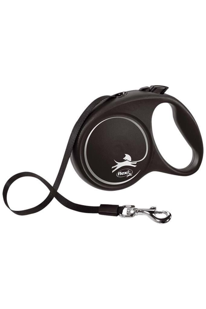 Flexi Black Design Siyah 5 Mt Şerit Otomatik Tasma Large