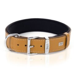 Doggie Konfor Deri İsimlikli Köpek Boyun Tasması Small Camel 4x47-55 Cm