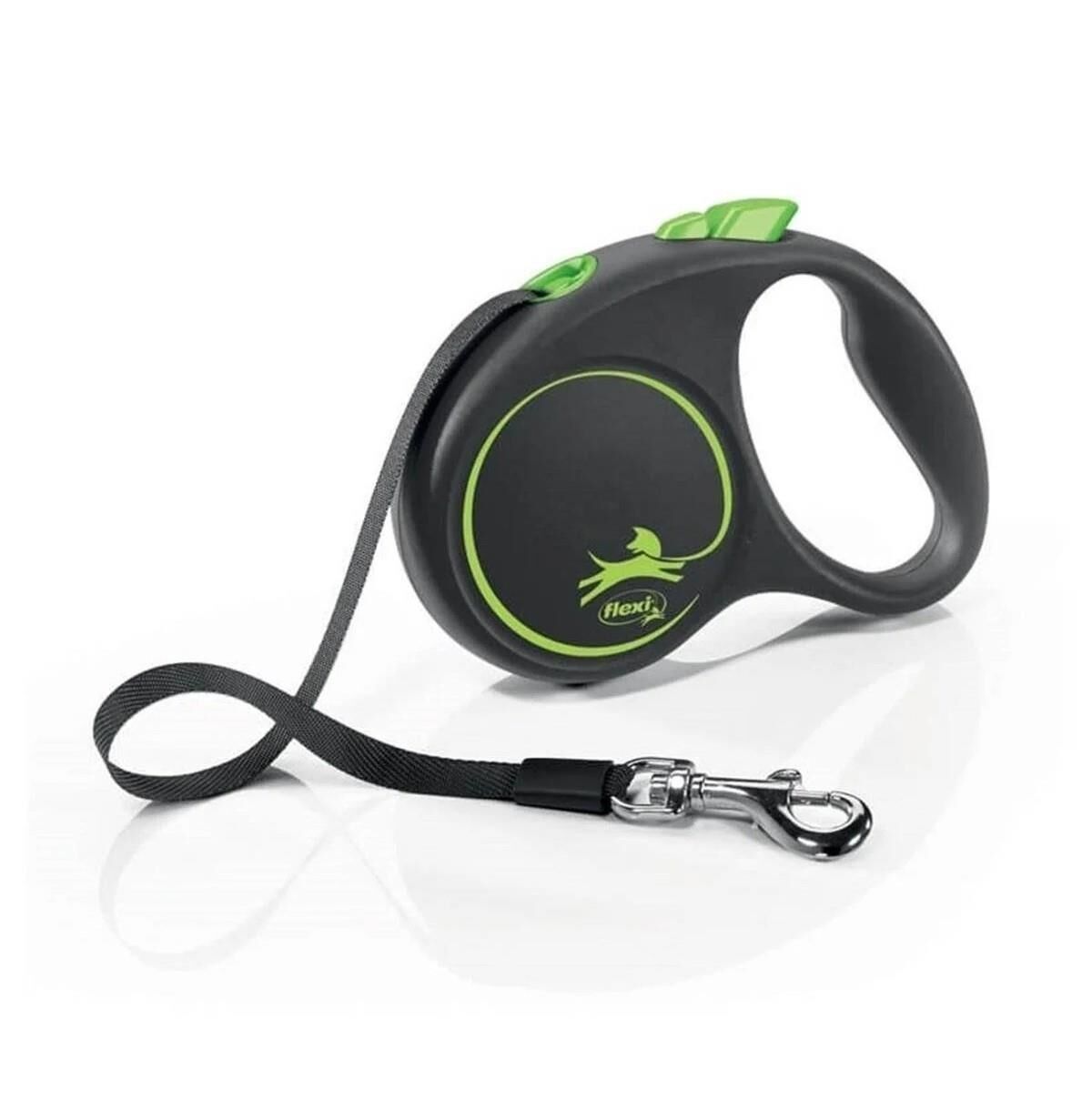 Flexi Black Design Yeşil 5 mt Şerit Otomatik Tasma Large