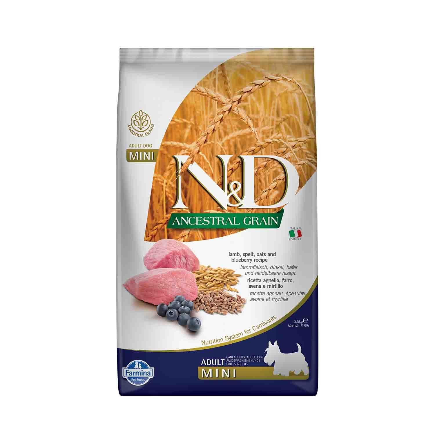 N&D Düşük Tahıllı Kuzu Etli Yaban Mersinli Küçük Irk Yetişkin Köpek Maması 2,5 kg