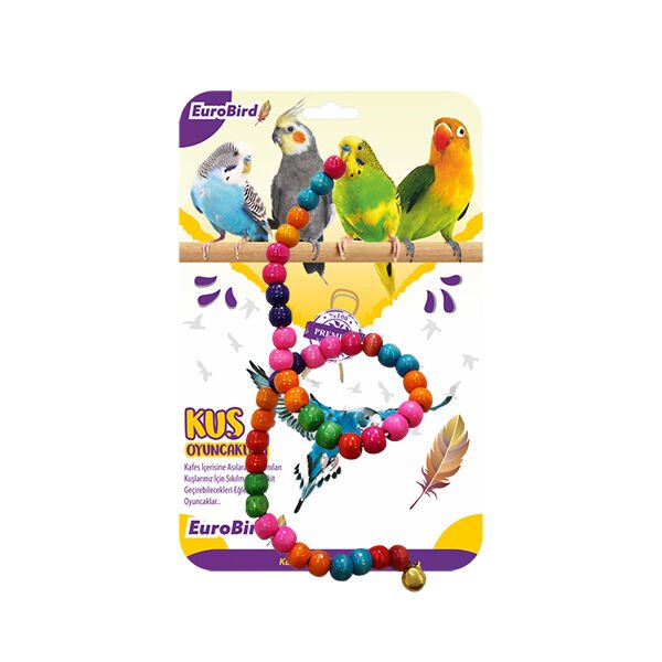Euro Bird Boncuklu İp Kuş Oyuncağı Renkli