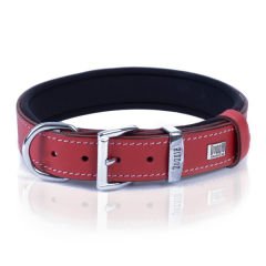 Doggie Konfor Deri İsimlikli Köpek Boyun Tasması Medium Kırmızı 3x42-50 Cm