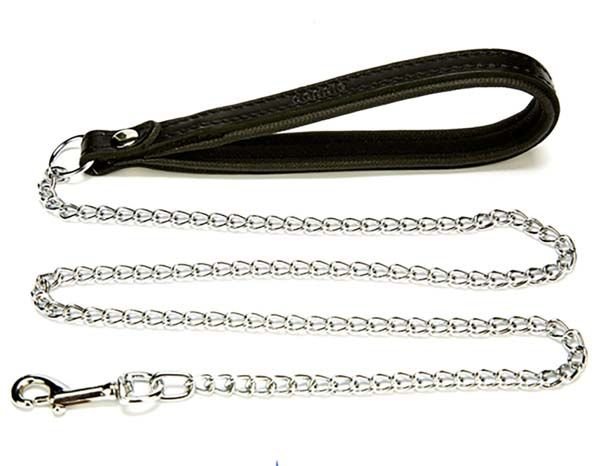 Doggie Comfort Deri Zincirli Köpek Gezdirme Tasması Medium Siyah 2X110 Cm