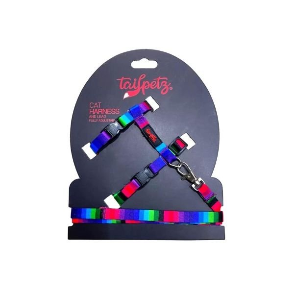 Tailpetz Harness Ayarlanabilir Kedi Göğüs ve Gezdirme Tasması Wave 22-30 Cm