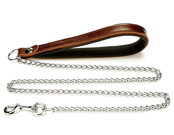 Doggie Comfort Deri Zincirli Köpek Gezdirme Tasması Medium Kahverengi 2x110 Cm