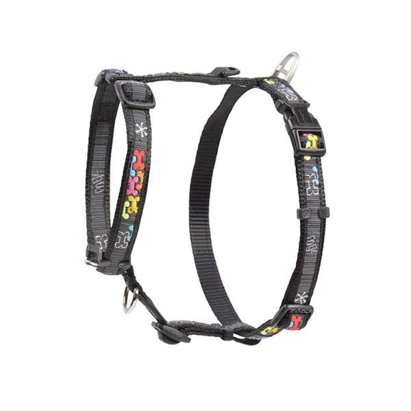 Rogz Fancy Dress Tuig Kemik Desenli Köpek Göğüs Tasması Siyah Large 2x45-75 Cm
