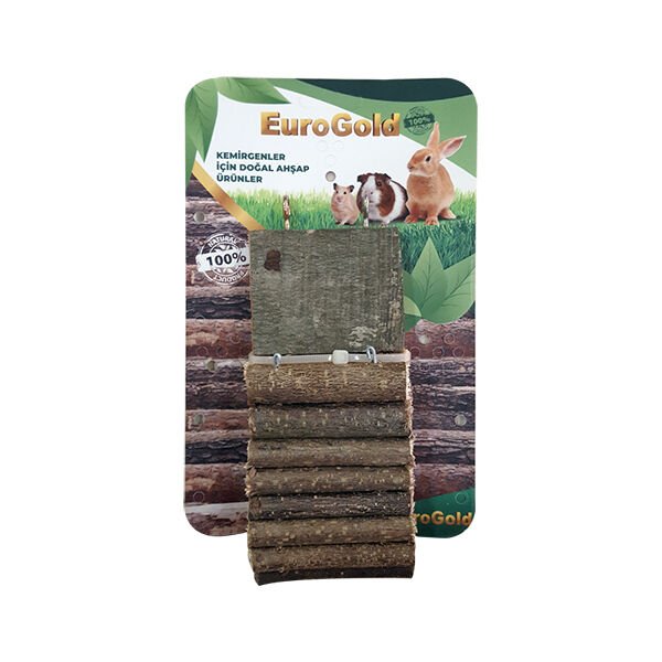 Euro Gold Doğal Ahşap 1 Platformlu Kemirgen Merdiveni 7x30 Cm