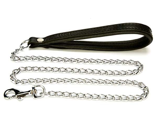 Doggie Comfort Deri Zincirli Köpek Gezdirme Tasması Medium Siyah 2,5x110 Cm