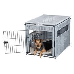 Trixie Dekoratif Rattan Köpek Kafesi Açık Gri Medium 58x60x77 Cm