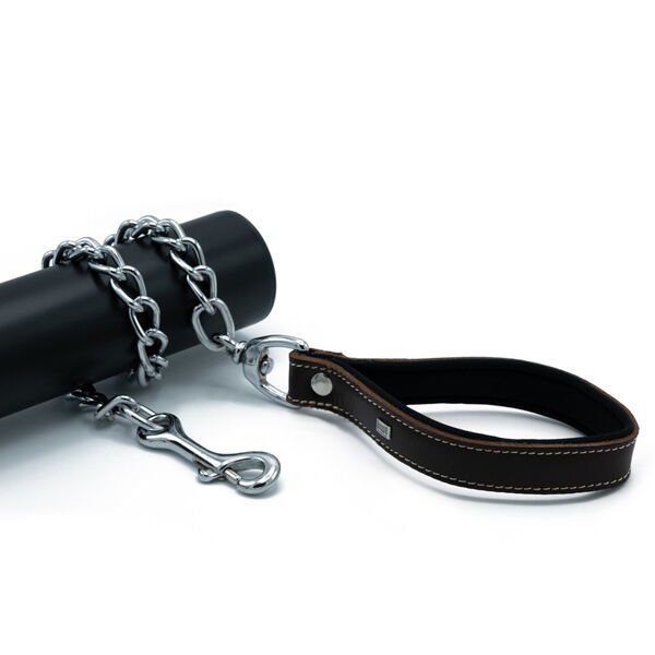 Doggie Comfort Deri Zincirli Köpek Gezdirme Tasması Medium Kahverengi 2.5x110 Cm