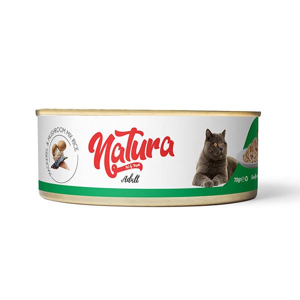 Natura Adult Tahılsız Uskumru ve Mantarlı Yetişkin Kedi Konservesi 70 Gr