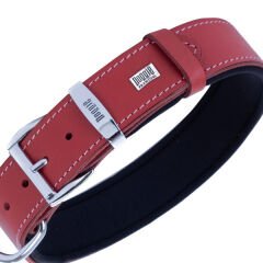 Doggie Konfor Deri İsimlikli Köpek Boyun Tasması Large Kırmızı 3.5x52-60 Cm