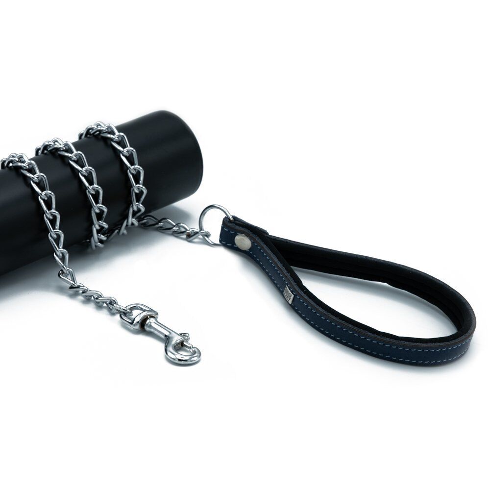 Doggie Comfort Deri Zincirli Köpek Gezdirme Tasması Medium Mavi 2.5x110 Cm