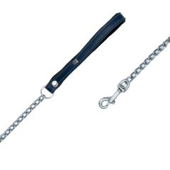 Doggie Comfort Deri Zincirli Köpek Gezdirme Tasması Medium Mavi 2.5x110 Cm