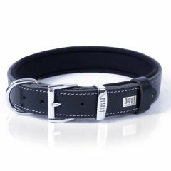Doggie Konfor Deri İsimlikli Köpek Boyun Tasması Medium Siyah 3.5x47-55 Cm