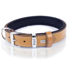 Doggie Konfor Deri İsimlikli Köpek Boyun Tasması Medium Camel 3.5x47-55 Cm