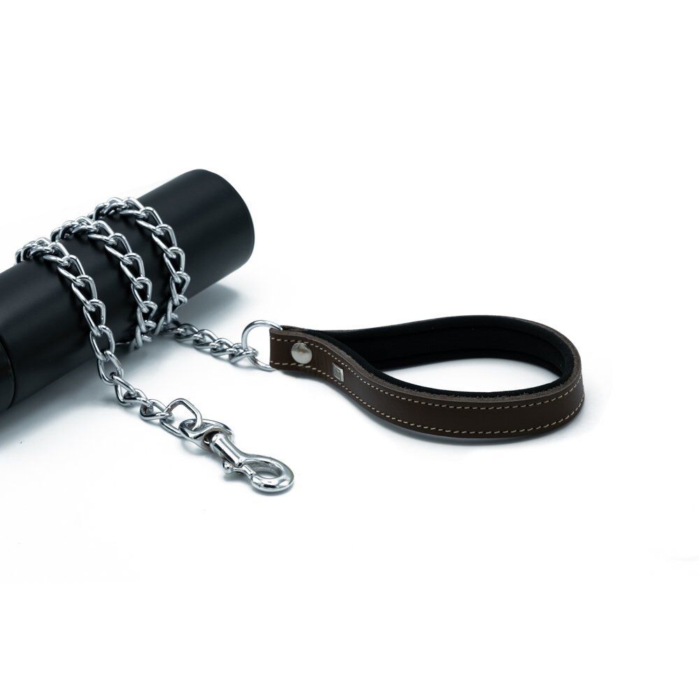 Doggie Comfort Deri Zincirli Köpek Gezdirme Tasması Medium Kahverengi 3x110 Cm